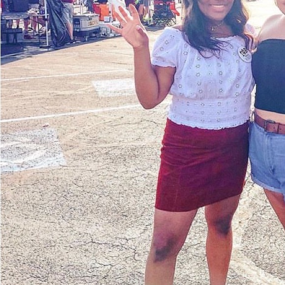 Charlotte Russe Corduroy Maroon A-Line Mini Skirt - Picture 3 of 3